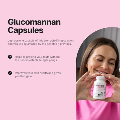 DOFASTING Glucomannan Capsules, Fiber Supplement Glucomannan, Sugar Cravings Blocker DOFASTINGUS supplements
