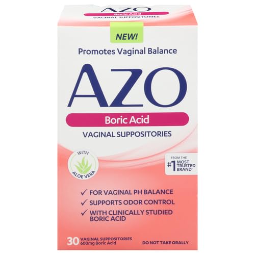 AZO Boric Acid Vaginal Suppositories, Helps Support Odor Control and Balance Vaginal PH AZOAu supplements