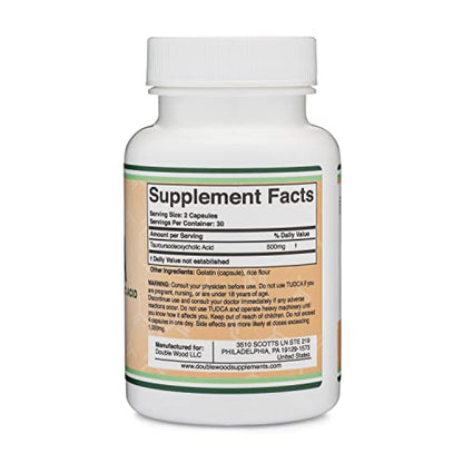 TUDCA Bile Salts Liver Support Supplement, 500mg Servings, Liver and Gallbladder Double Wood SupplementsUS supplements