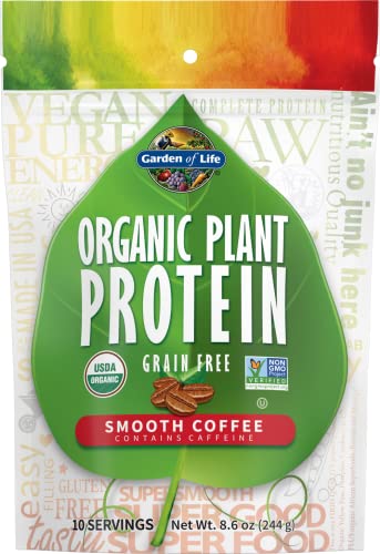 Garden of Life Organic Plant Protein Smooth Coffee Powder, 10 Servings - Vegan Garden of LifeUS supplements