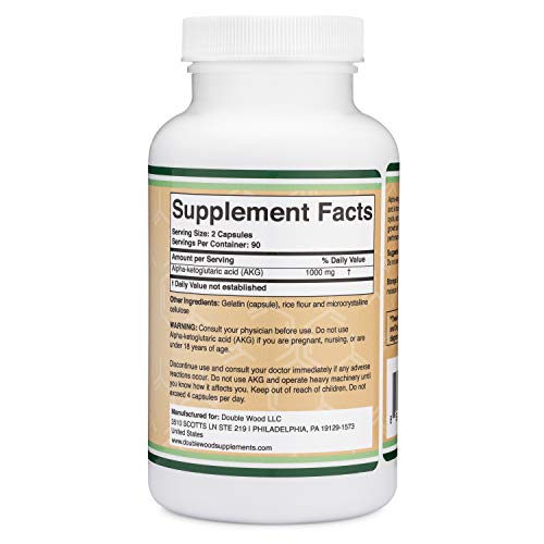 AKG Supplement (Alpha Ketoglutaric Acid) 1,000mg Per Serving (180 Capsules) Different Double Wood SupplementsUS supplements
