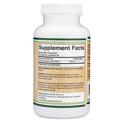 AKG Supplement (Alpha Ketoglutaric Acid) 1,000mg Per Serving (180 Capsules) Different Double Wood SupplementsUS supplements