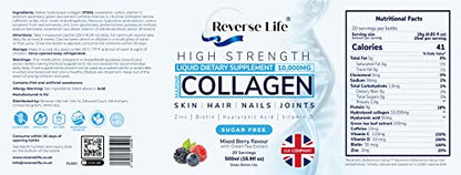 Reverse Life Marine Collagen + Green Tea Liquid Supplement Drink High-Strength 10,000mg Hydrolysed Reverse LifeUS supplements
