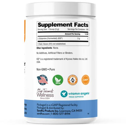 Sandhu's L-Glutamine - 100 Servings -Made in USA -500 Gram- Non-GMO- Amino Sandhu'sUS supplements