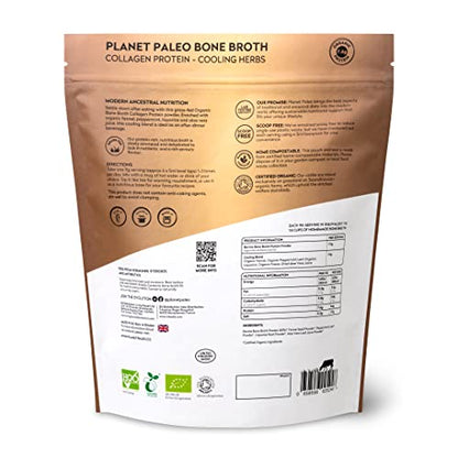 Planet Paleo Organic Bone Broth - Cooling Herbs (450g, 50 Servings) Organic, Grass Fed, High Protein Planet PaleoUS supplements