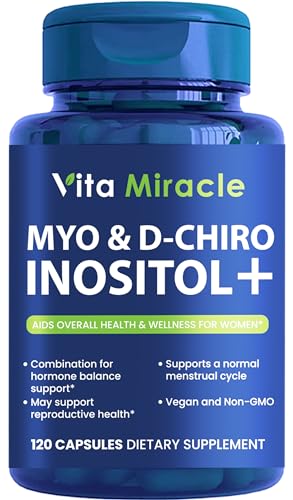 Inositol Supplement Myo-Inositol & D-Chiro Inositol 120 Capsules 2000mg 40:1 Ratio High Vita MiracleAu supplements