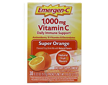 Emergen-C Super Orange Vitamin C - 30 Count (Pack of 4) (Packaging may vary) Emergen-CUS supplements
