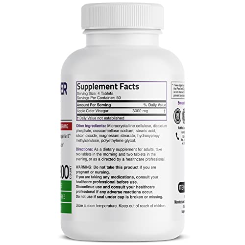 Bronson Apple Cider Vinegar 3000 MG per Serving Extra Strength - Non-GMO, 200 Vegetarian BronsonAu supplements