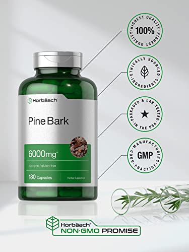 Pine Bark Extract | 6000 mg | 180 Capsules | Standardized to Contain 380 mg Proanthocyan HorbäachUS supplements