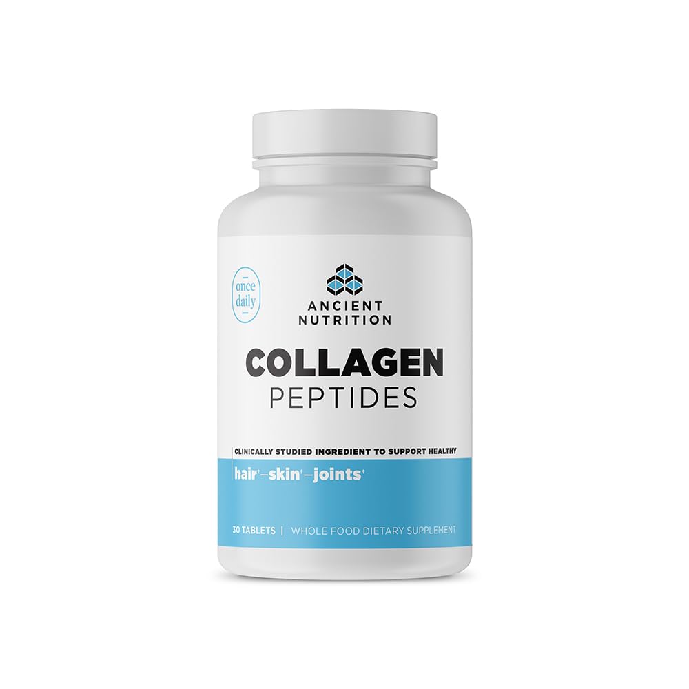 Ancient Nutrition Collagen Peptides, Collagen Peptides Tablets, Unflavored Hydrolyzed Collagen, Supports Healthy Skin, Hair, Joints, Gut, Gluten Free, Paleo, and Keto Friendly, 30 Count Ancient NutritionAu supplements