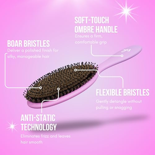 SimplyHair Ultimate Hair Extension Brush & Detangler Anti-Static, Dual Bristle Design, Soft Boar Bristle, Great for All Hair Types & Extensions - Pink & Purple Ombre Brush Ideal for Adults & Kids Simply HairAu supplements