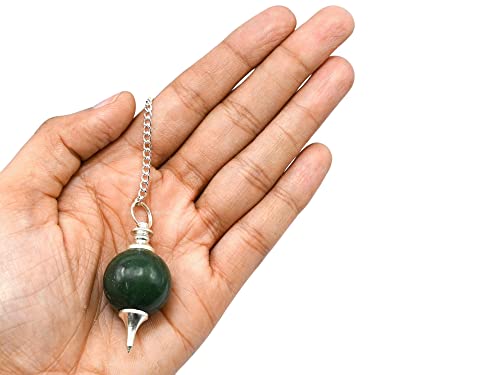 Green Aventurine Crystal Ball Pendulum for Divination - Dowsing Pendulum Necklace with Chain Amazing GemstoneAu supplements
