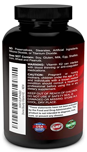 Vitamin K2 (MK7 & MK4) with D3 Supplement - Vitamin K & D as MK-7 100mcg, MK-4 500mcg Divine BountyUS supplements