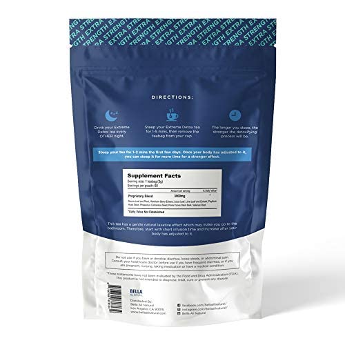 Bella All Natural Extreme Detox Tea - Body Cleanse, Colon Cleanser & Detox, Natural Herbs Bella All NaturalUS supplements