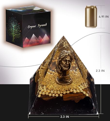 FENGSHUI-CAISHEN Mini Jesus Figurine in Healing Crystal Orgone Pyramid - Obsidian Tiger's Eye FENGSHUI-CAISHENAu supplements