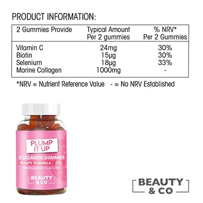 Beauty & Co Collagen Gummies by - 120 Marine Collagen Gummies with Biotin, Vitamin C & Selenium (120) Beauty & CoUS supplements