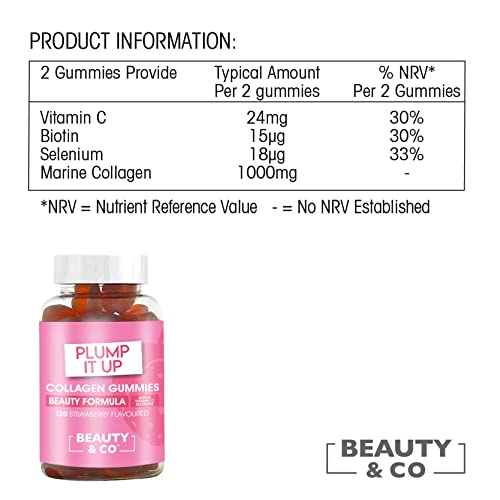 Beauty & Co Collagen Gummies by - 120 Marine Collagen Gummies with Biotin, Vitamin C & Selenium (120) Beauty & CoAu supplements