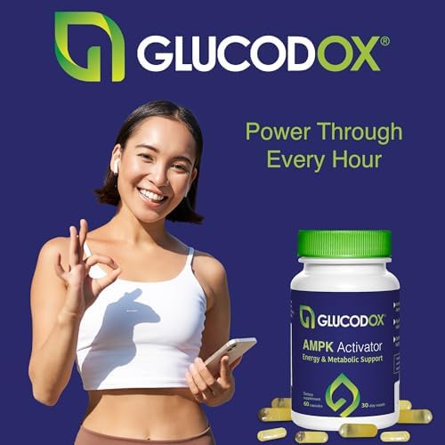 GlucodOX AMPK Activator Supplement – AMPK Enzyme, Metabolism Booster, Guggul Supplement for Body Management & Longevity – Vegan Metabolic Support - 30 Day Supply (60 Capsules) GlucodOXAu supplements