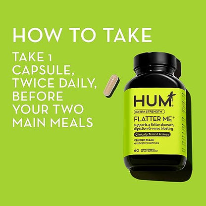 HUM Flatter Me Supplement for Daily Bloating - 18 Full Spectrum Digestive HUMUS supplements
