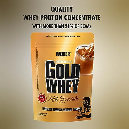 Weider Gold Whey (500g) Milk Chocolate Flavour. Ultrafiltrated Proteins from 100% Whey Protein WeiderUS supplements
