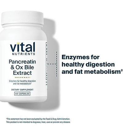 Vital Nutrients Pancreatin and Ox Bile Extract | Natural Digestive Enzyme Vital NutrientsUS supplements