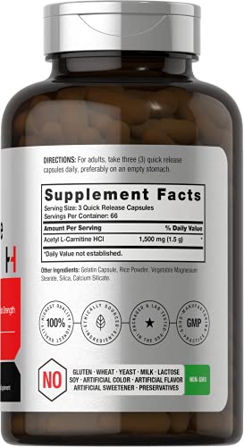 Acetyl L-Carnitine 1500mg | 200 Capsules | Extra Strength ALCAR Supplement | Non-GMO HorbäachUS supplements