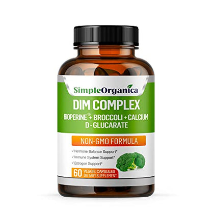 Simple Organica DIM Supplement for Women and Men 300mg with BioPerine, Broccoli Simple OrganicaUS supplements