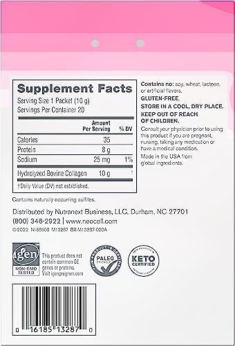 NeoCell Super Collagen Peptides, 10 g Collagen/Single-Serve Packet; Keto Certified NeoCellUS supplements