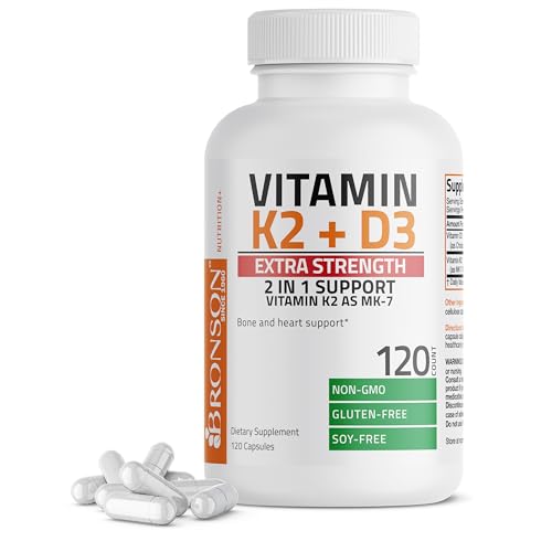 Bronson Vitamin K2 (MK7) with D3 Extra Strength Supplement Bone and Heart Health Non BronsonUS supplements