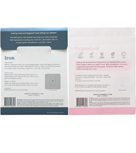 The Patch Remedy Period Patch & Iron Patches Kit - 30 PMS Menstrual Patches for Women with Vitex Chasteberry, Magnesium, Evening Primrose Oil, Dong Quai Extract, Curcumin, Vitamin B6 & E, Iron The Patch RemedyAu supplements