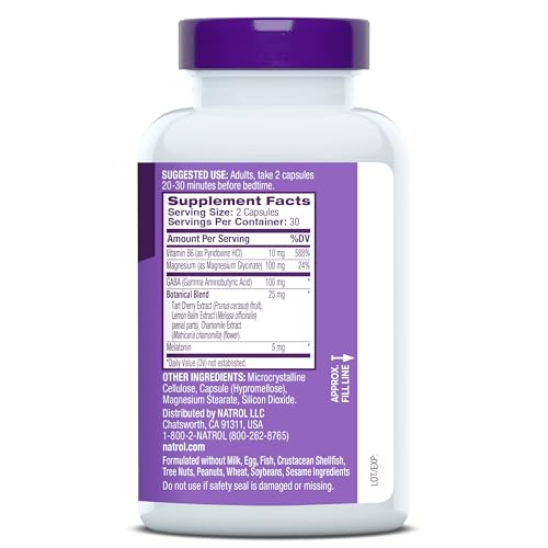 Natrol Sleep & Restore Capsules - Calm Magnesium Glycinate, Magnesium Sleep Aid with GABA, Melatonin 5mg, Botanical Blend, 30 Day Supply NatrolAu supplements