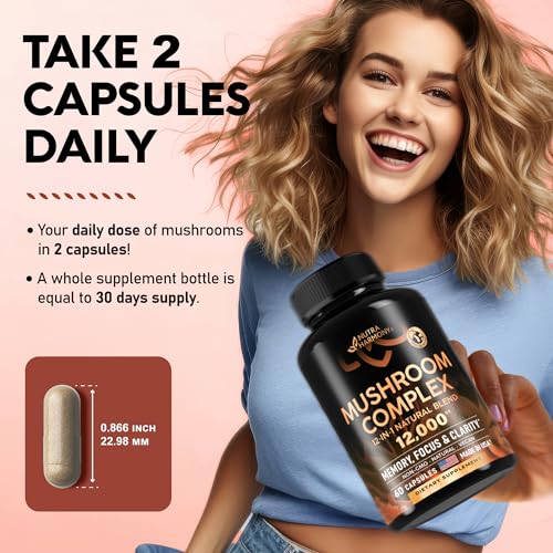 Mushroom Supplement - Organic Lion's Mane | Turkey Tail | Chaga | Cordyceps | Reishi NUTRAHARMONYUS supplements