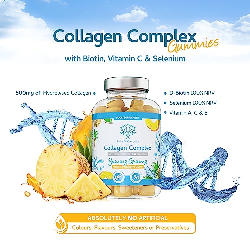 Collagen Complex - 90 Natural Pineapple Flavour Chewable Yummy Gummies swiss bioenergeticsAu supplements