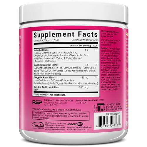 RSP NUTRITION AminoLean Pre Workout x Alix Earle Berry Alixir, Clean Energy with No Jitters RSP NUTRITIONAu supplements