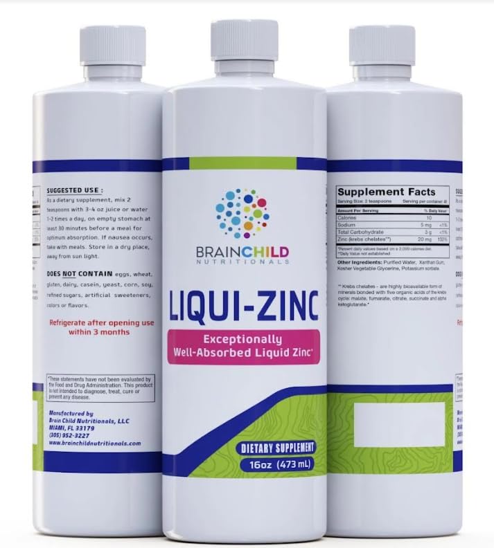 BrainChild Nutritionals LiquiZinc Liquid Formula (Unflavored 16oz) BrainChild NutritionalsAu supplements