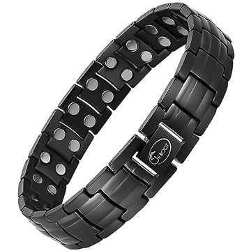JEROOT Magnetic Bracelets for Men, Pure Titanium Double Row Strong Magnets JEROOTUS supplements
