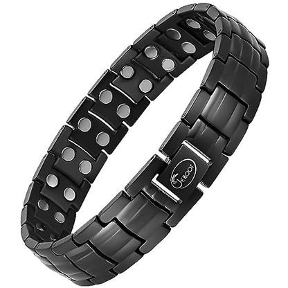 JEROOT Magnetic Bracelets for Men, Pure Titanium Double Row Strong Magnets JEROOTUS supplements