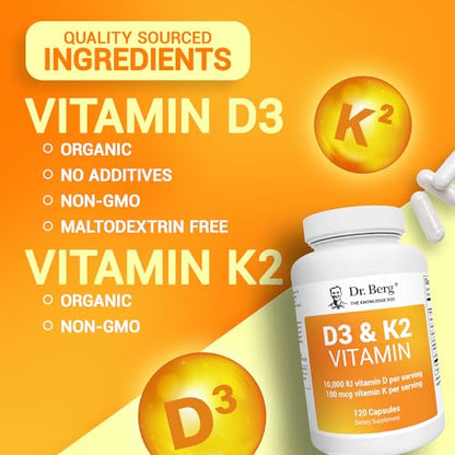 Dr. Berg's Vitamin D3 K2 Supplement w/MCT Oil - Includes 10,000 IU of Vitamin D3 Dr. Berg NutritionalsUS supplements