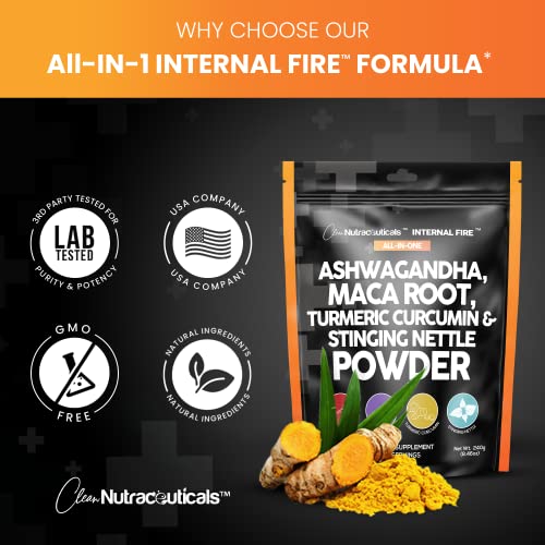 4in1 Ashwagandha Maca Root Powder Supplement with Turmeric Stinging Clean NutraceuticalsUS supplements