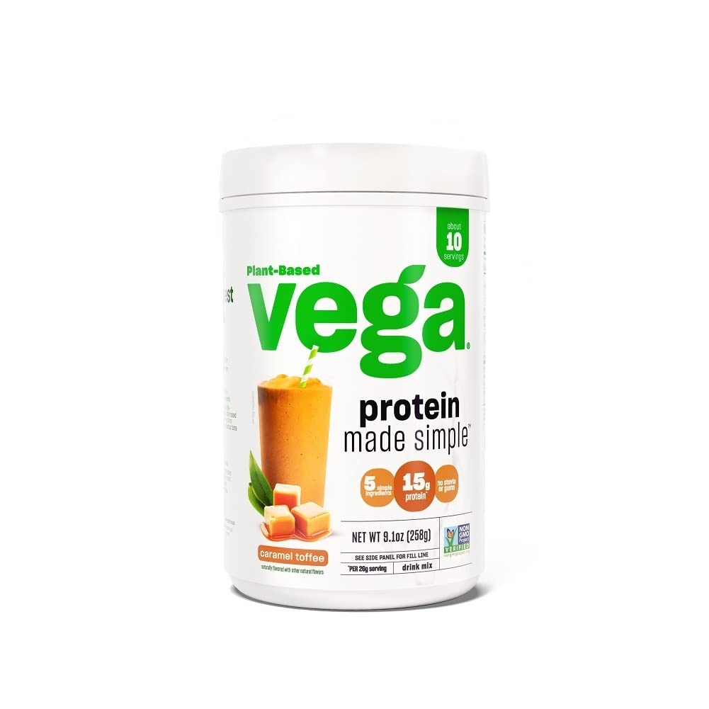 Vega Protein Made Simple, Caramel Toffee - Stevia Free Vegan Protein Powder, Plant Based VegaUS supplements