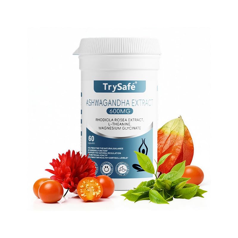 TrySafe 1100MG Cortisol Supplements for Women and Man with 600MG Ashwagandha, 200MG Rhodiola Rosea, 200MG L-Theanine, 100MG Magnesium Glycinate | for Healthy Stress Response*, Mood* TrySafeAu supplements