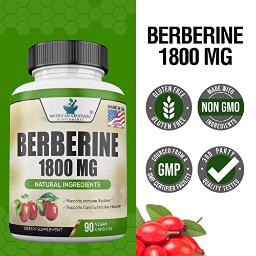 Berberine 1800mg Per Serving, Berberine Supplement, Berberine HCL, Berberine Pills American Standard SupplementsUS supplements