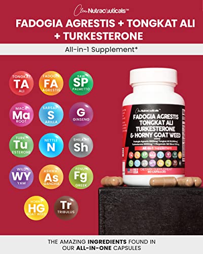 Fadogia Agrestis 5000mg Tongkat Ali 25000mg Turkesterone 5000mg Clean NutraceuticalsUS supplements