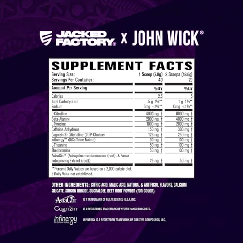 Jacked Factory X John Wick - Wick Mode Pre Workout Powder - Intense Energy, Battle-Rea Jacked FactoryUS supplements