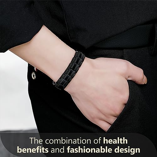 Feraco Mens Magnetic Bracelet Titanium Steel Magnetic Bracelet with Double Row 4 Elements FeracoAu supplements