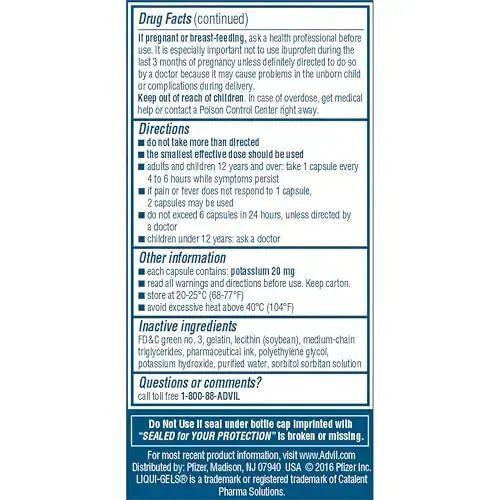 Advil Liqui-Gels Pain Reliever And Fever Reducer, Pain Medicine For Adults With Ibuprofen 200mg For Headache, Backache, Menstrual Pain And Joint Pain Relief - 40 Liquid Filled Capsules AdvilAu supplements