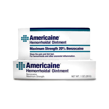 Americaine Hemorrhoidal Ointment Maximum Strength 20% Benzocaine 1 oz (Pack of 2) AmericaineAu supplements