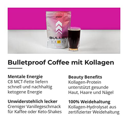 ahead BULLET | C8 MCT Powder with Collagen Powder - Vanilla - 300g - Perfect for Bulletproof Coffee aheadUS supplements