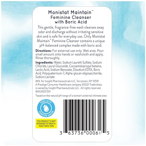 Monistat Boric Acid Feminine Cleanser, Fragrance Free Feminine Wash, 16 Fl Oz, 1 Pack MonistatAu supplements