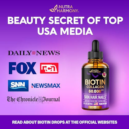 Liquid Biotin & Collagen - Vitamins for Hair Growth Support for Women & Men NUTRAHARMONYUS supplements